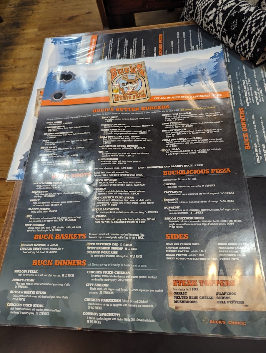Menu Buck's Sports Grill-10