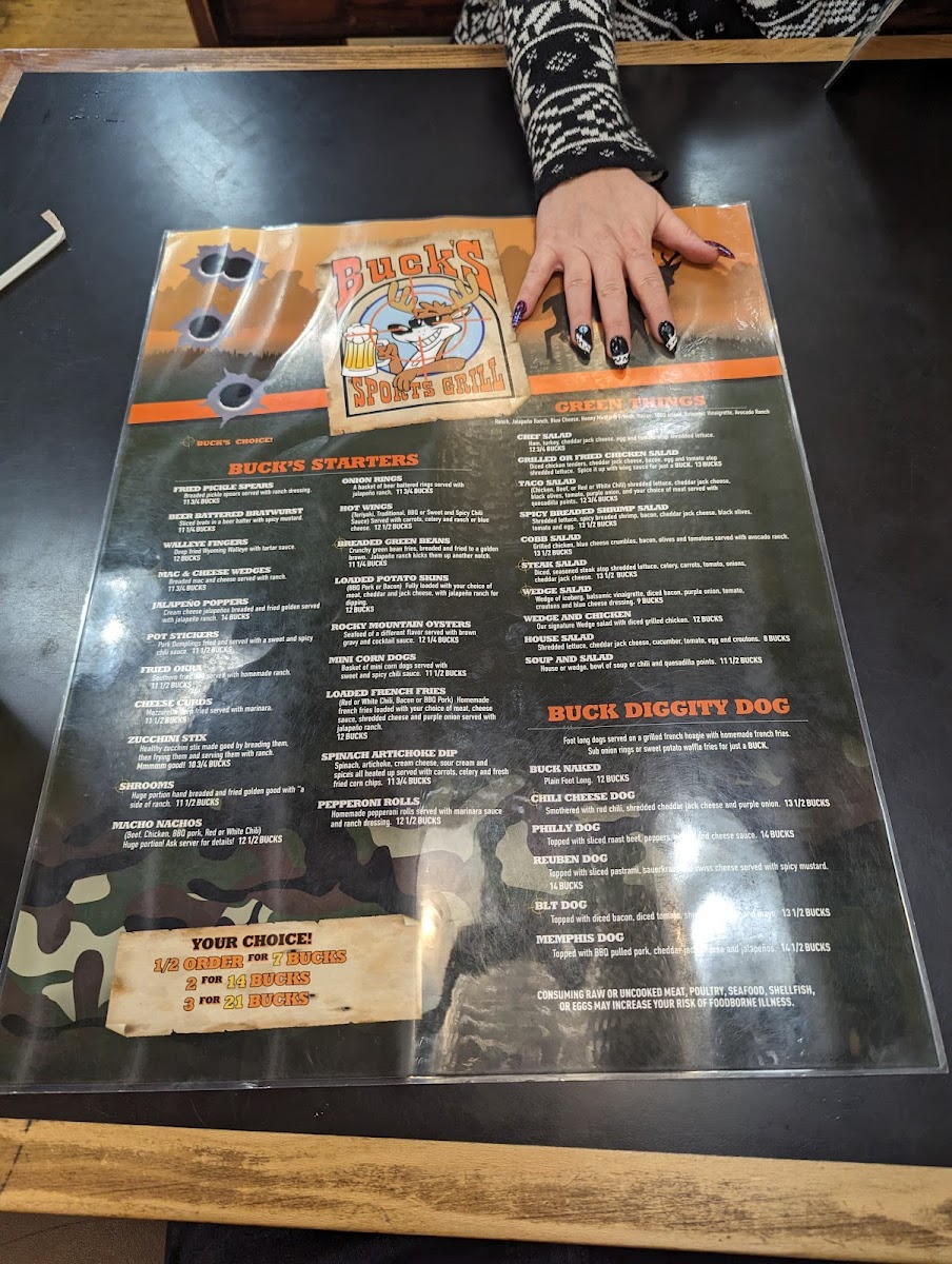 Menu Buck's Sports Grill-7