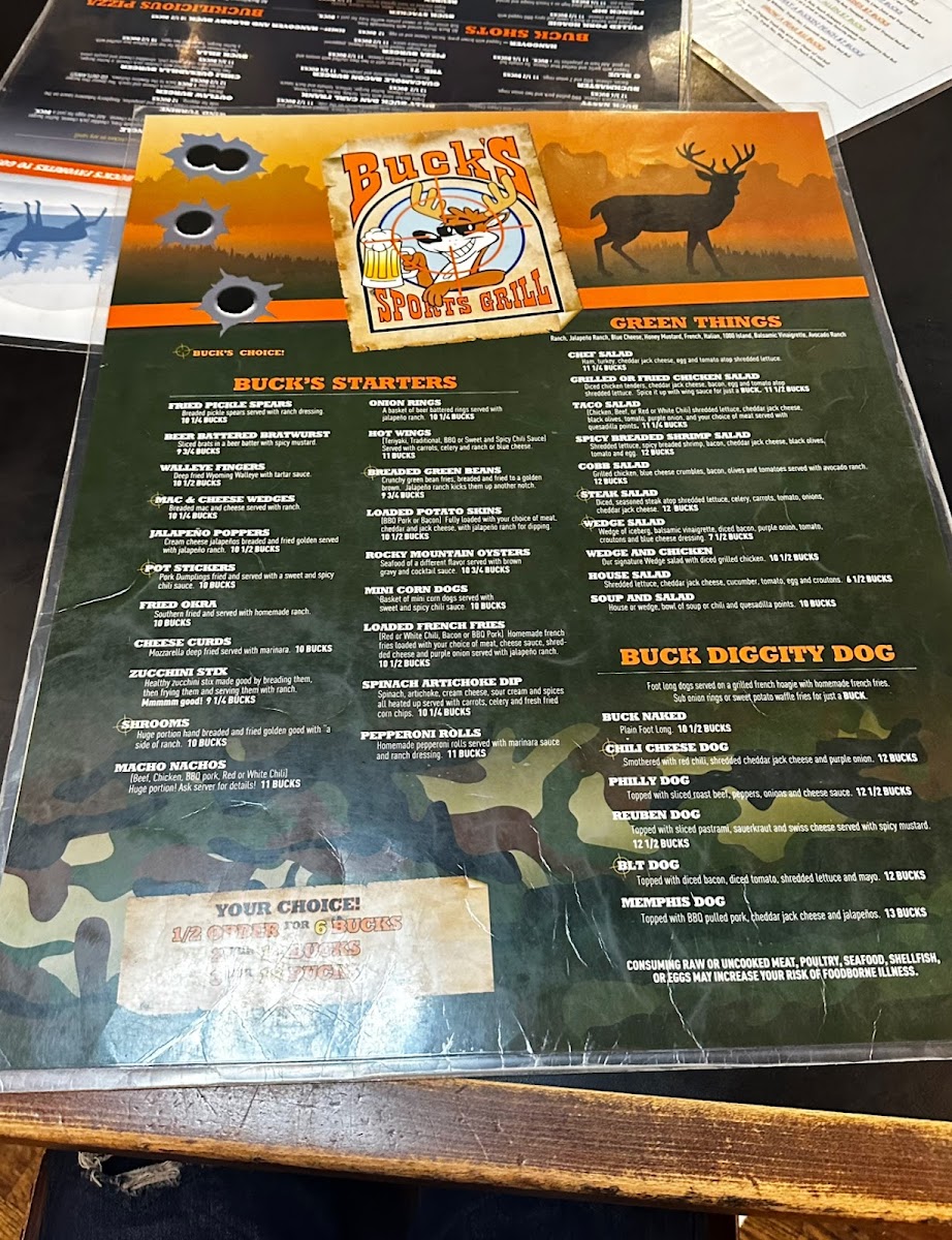 Menu Buck's Sports Grill-9